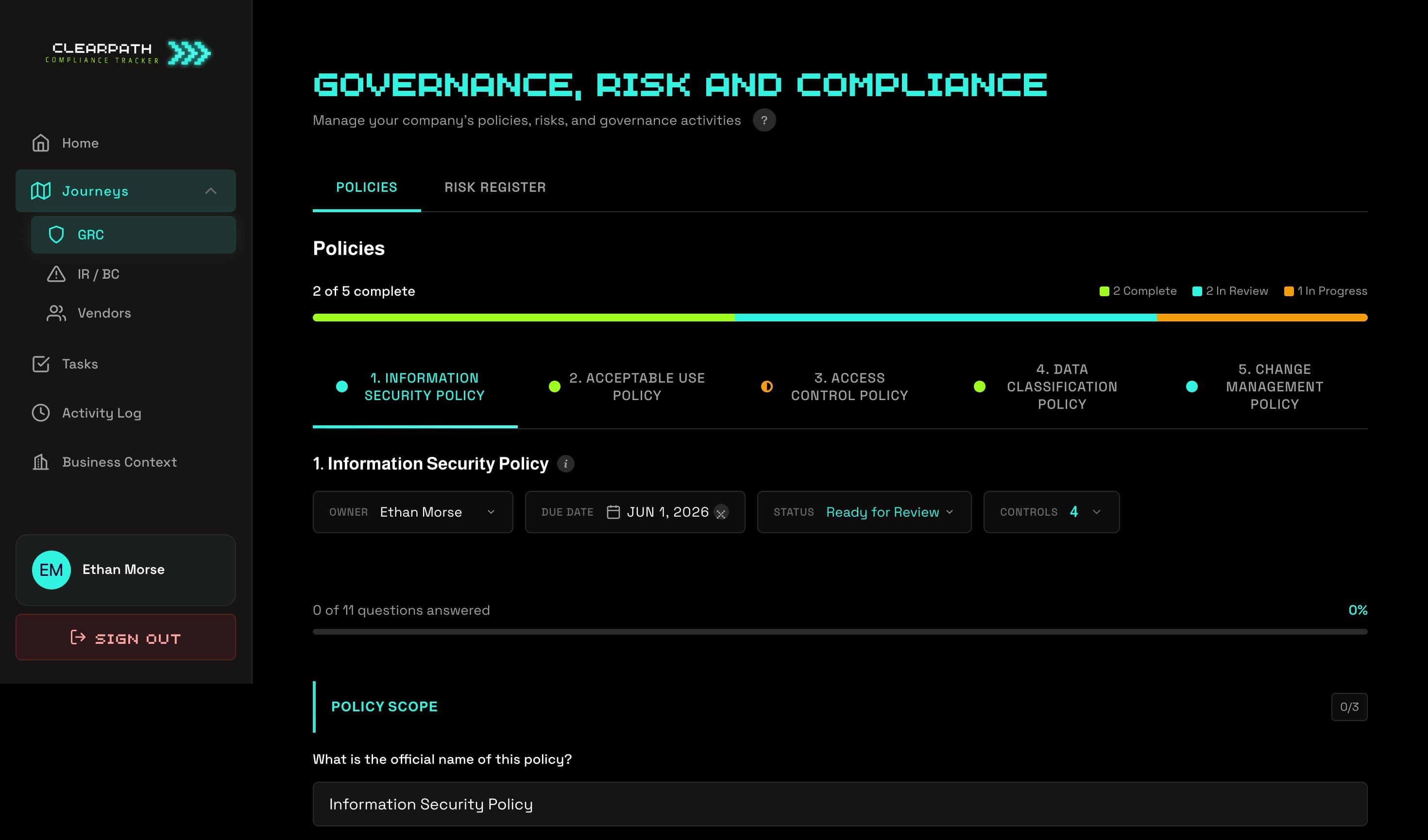 ClearPath GRC screenshot 1