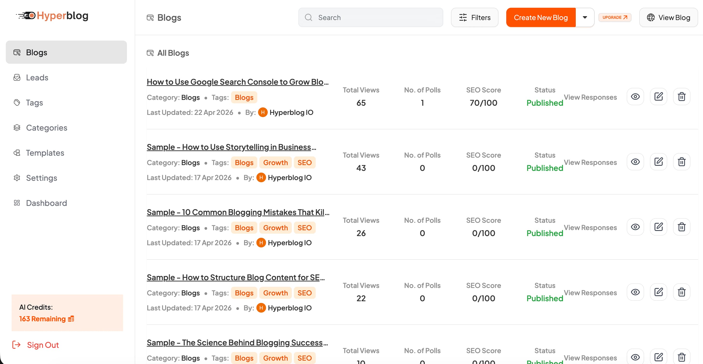 Hyperblog screenshot 1