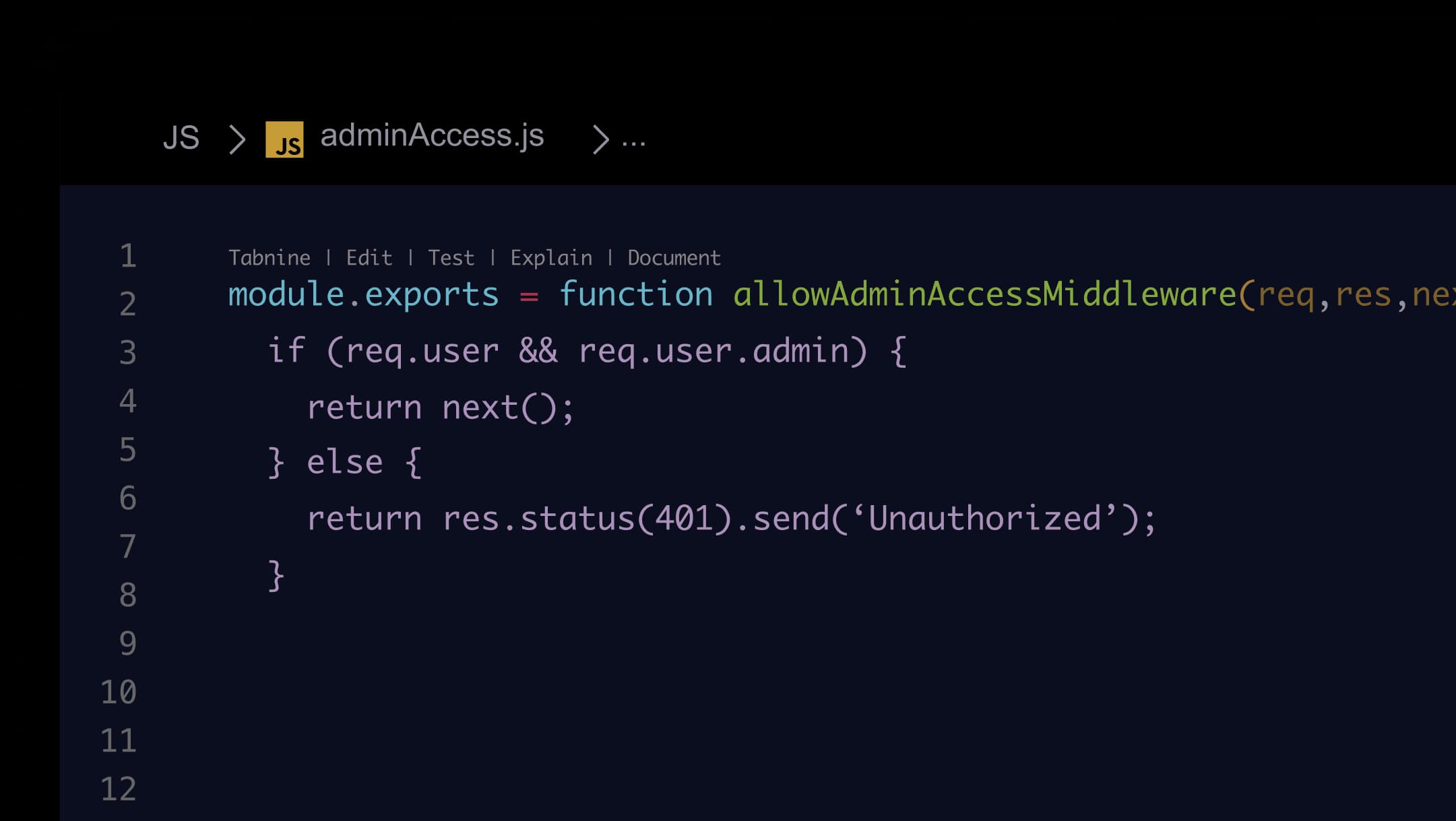 Tabnine screenshot 1