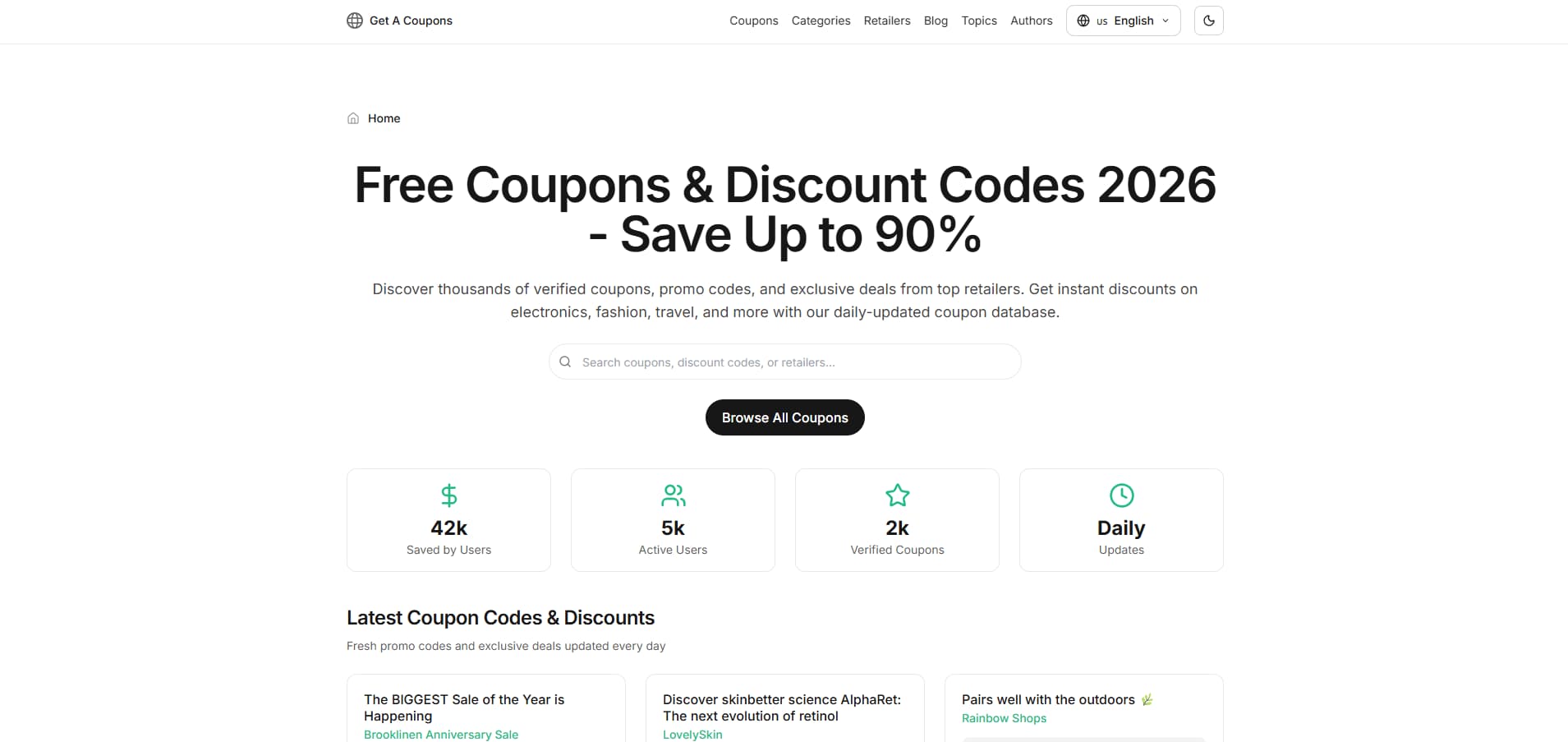Get A Coupons: Verified Discount Codes and Daily Deals screenshot 1