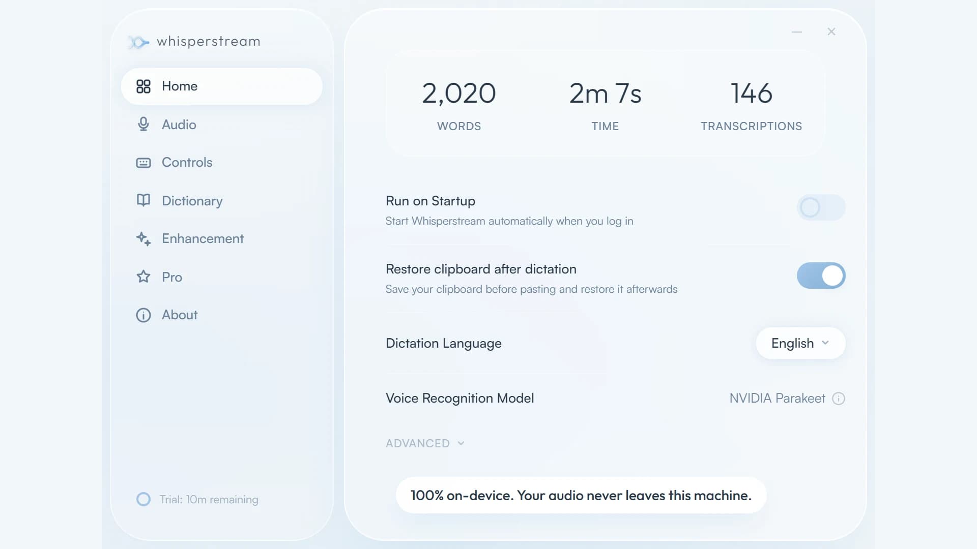 Whisperstream screenshot 1